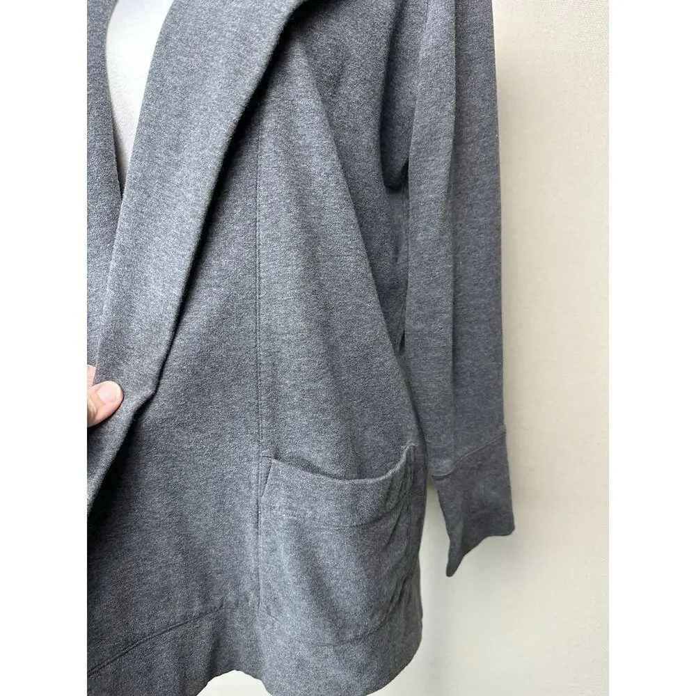 ANN TAYLOR LOFT‎ Cardigan XS Open Front Hooded Cotton Blend Gray Classic